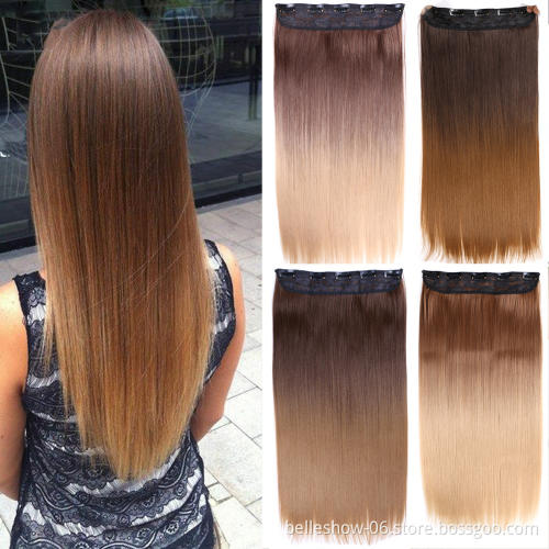 Hot sell Hot sale cheap 6pc Clip-On Hair Extension wholesale factory price synthetic hair straight Clip-On Hair Extension
